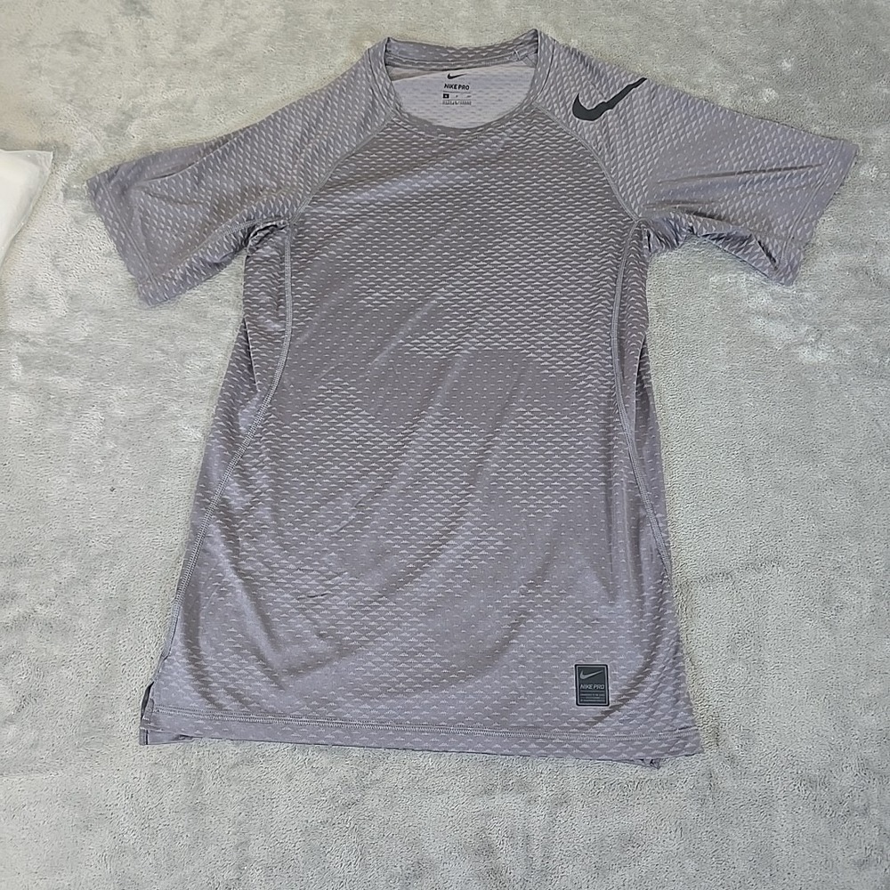 Nike Pro Shirt Mens Small Gray Short-Sleeve Dri-FIT Training Sportswear